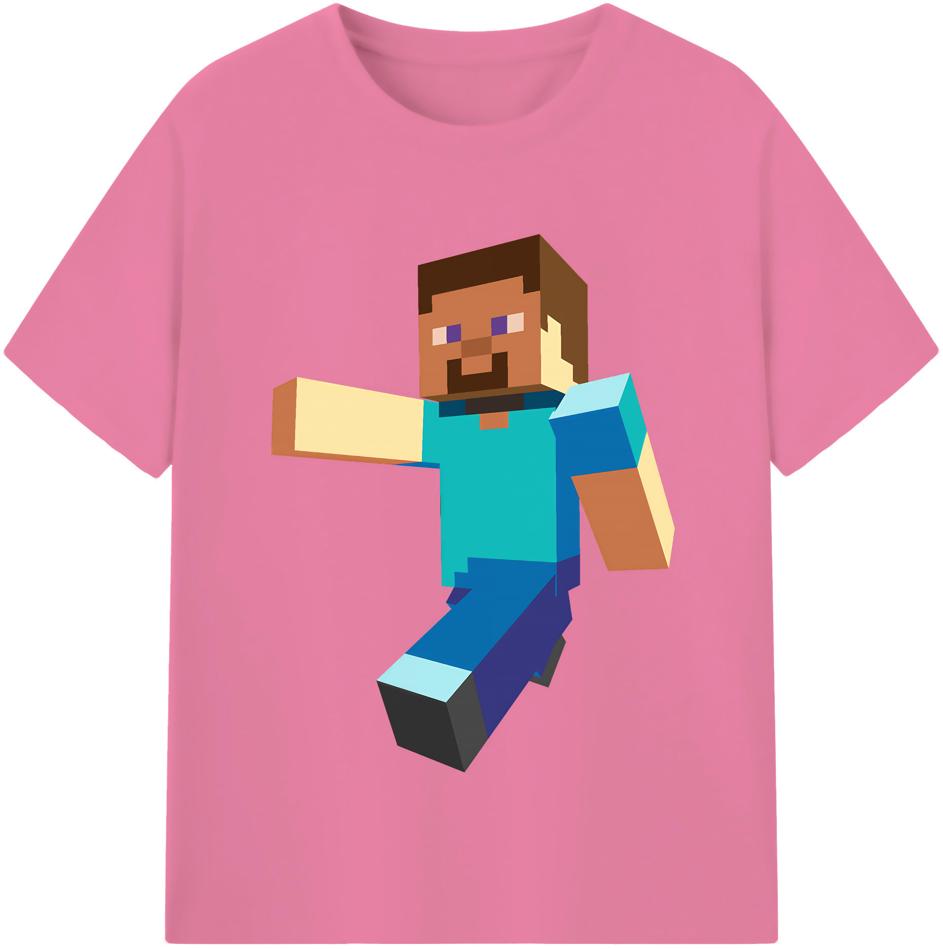 （画像用） マインクラフト ブロックの世界 Minecraft MC Block world 綿100％半袖Tシャツ（フロントプリント）